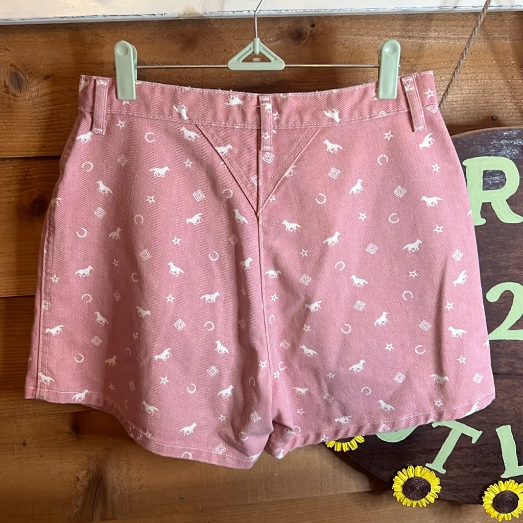 Vintage Roper Cowgirl Denim Pink Bareback High Rise Western Horse Short Country Size 10 - Image 2