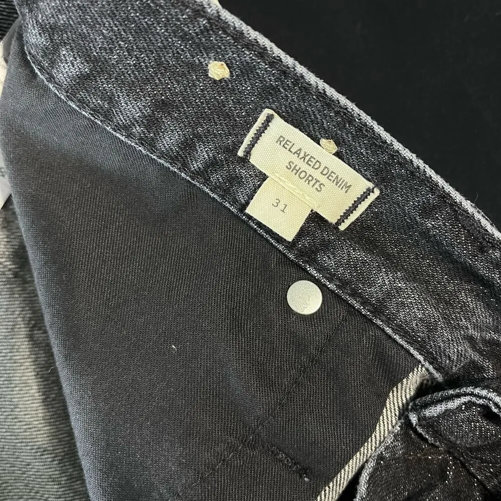 Madewell Light Black Raw Hem Midrise Relaxed Denim Shorts Women's Size 31 - Image 9