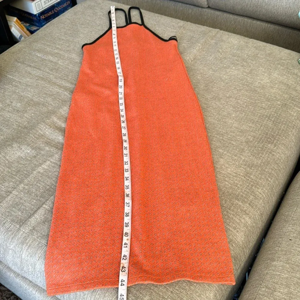 ZARA Halter Neck Jacquard Dress Orange with black trim bodycon size xs nwt - Image 10