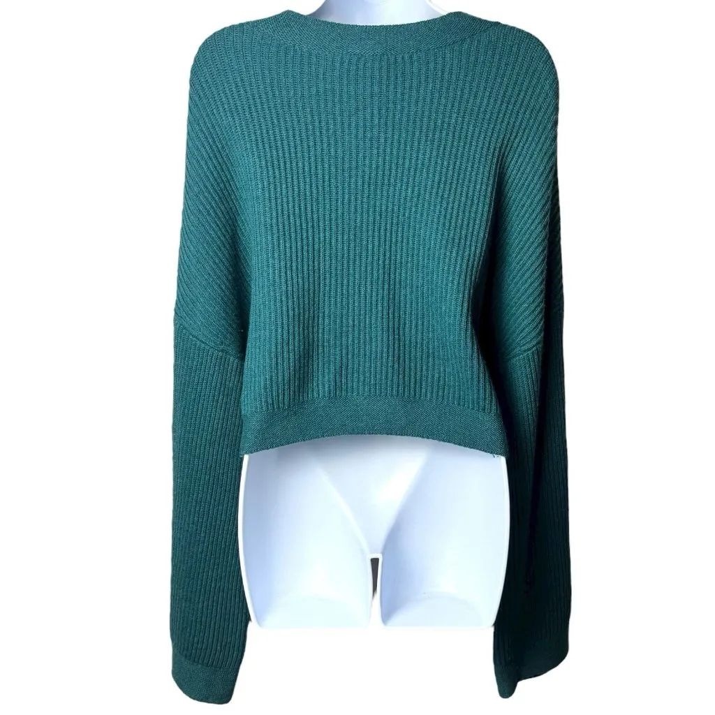 Sweaty Betty Turquoise Wool Cashmere Blend Ribbed Crop Sweater Cozy Holiday‎ S/M - Image 5
