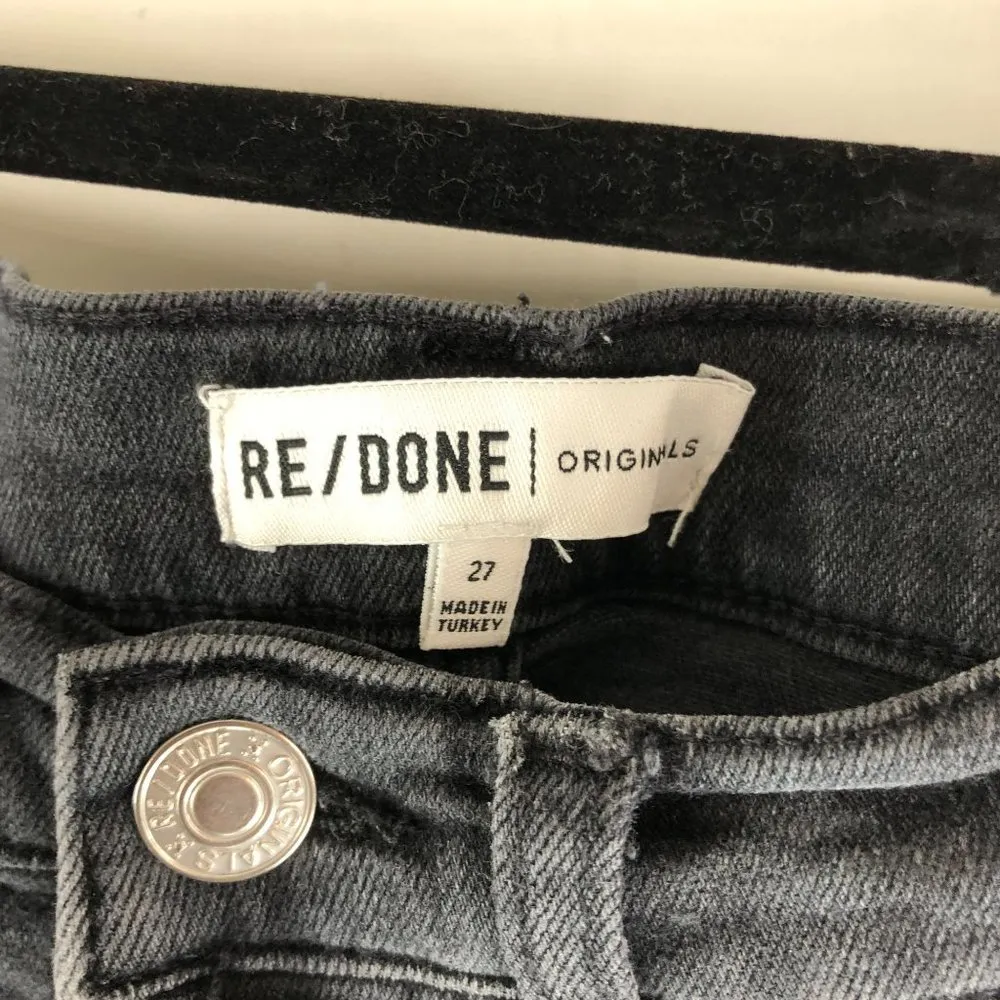 RE/DONE Womens High-Rise Ankle Cropped Jeans Skinny Button Fly Stretch Black 27 - Image 5