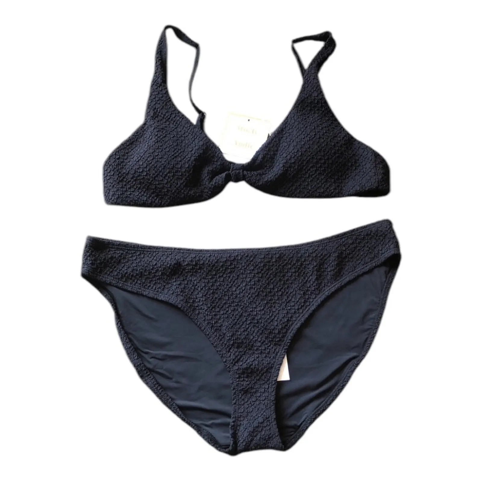 Mindy x Andie Swim NWT Elevated Textured Popcorn 2-Piece Bikini Classic Black XL - Image 3