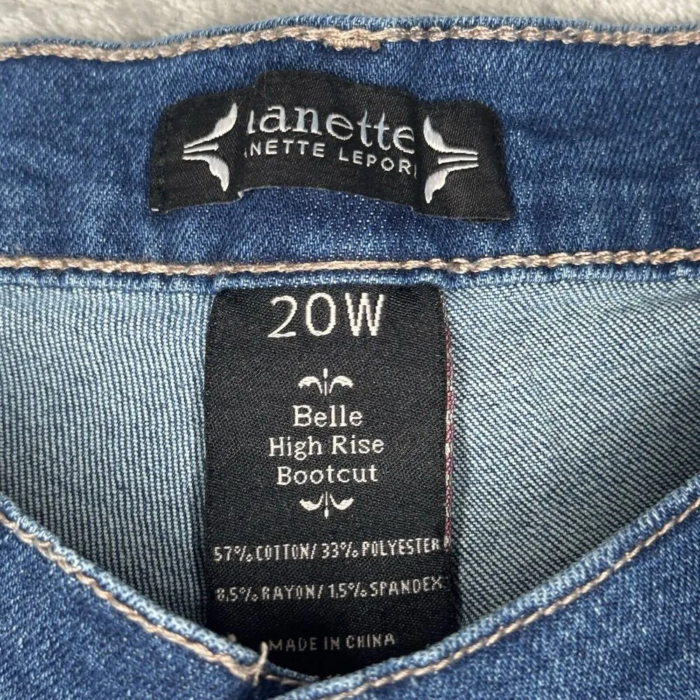 Nanette LaPore Jeans Womens 20W Blue Black Floral Embroider High Rise Belle Boot - Image 7