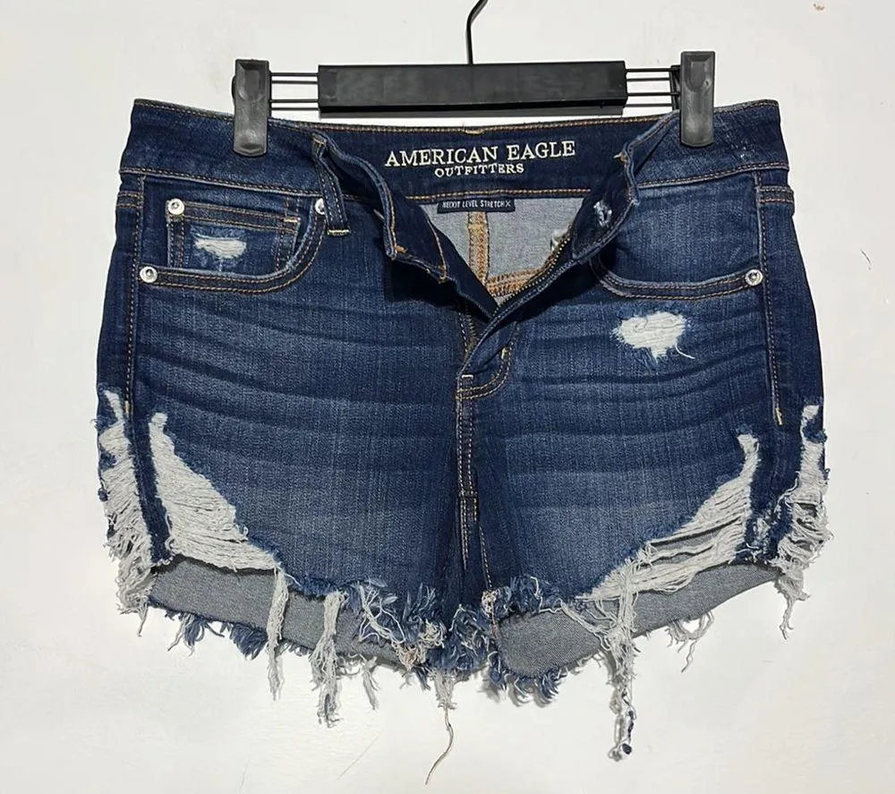 American Eagle Ne(x)t Level Stretch Raw Hem Dark Wash Denim Jeans Size 8 - Image 4