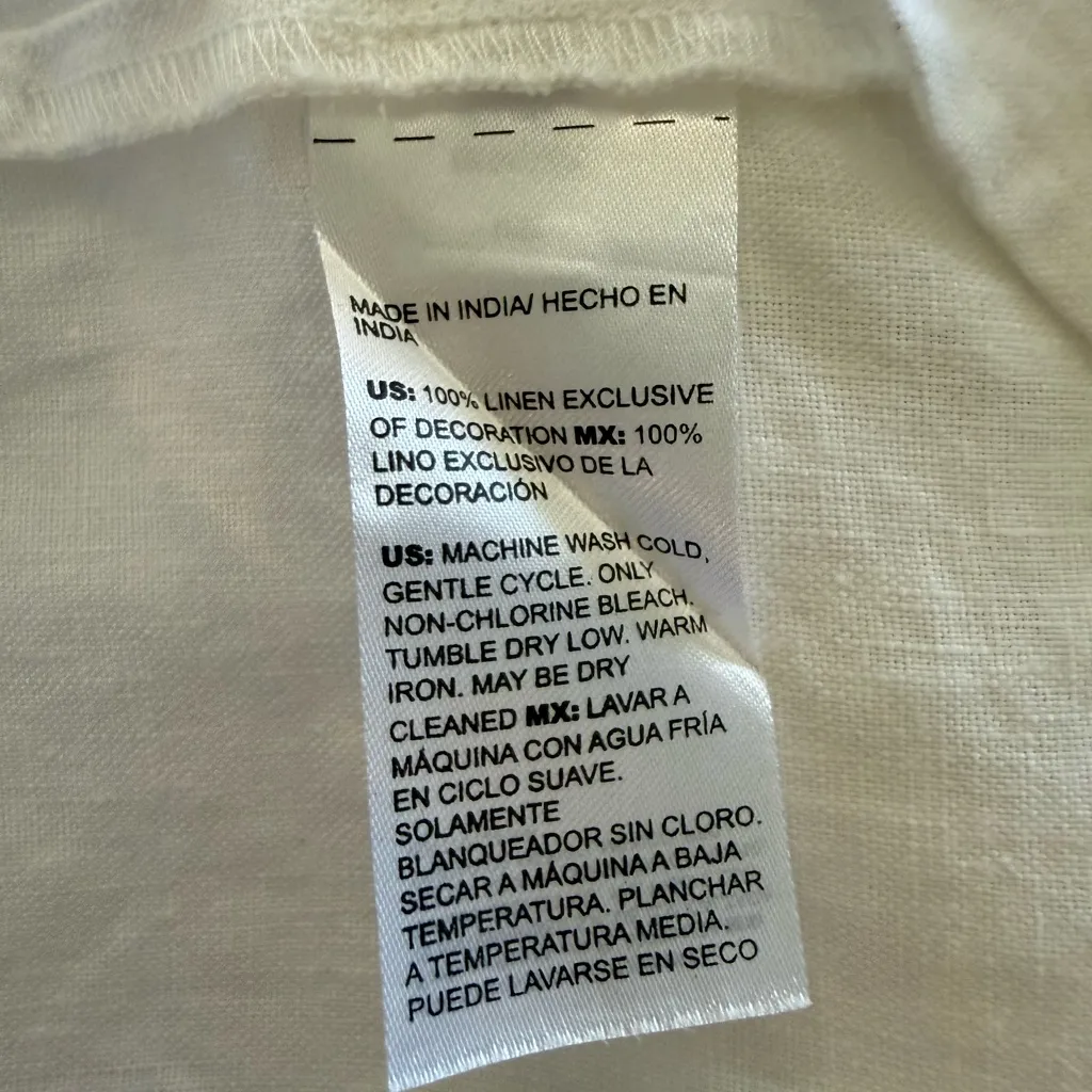 Chico's Linen Kaftan Size 20 Roll Up Sleeves Embellished Split‎ Neck Pockets - Image 5