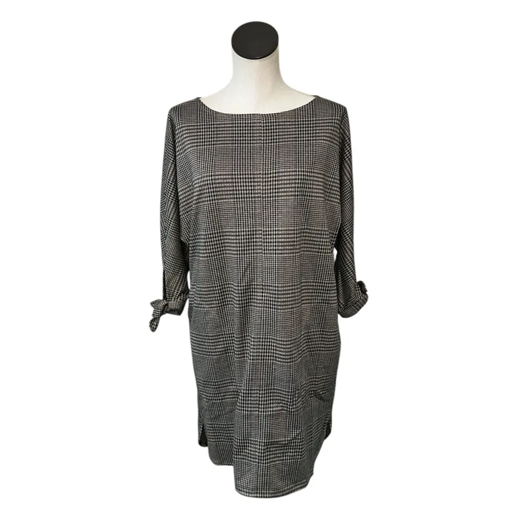 NWT Max Studio Women's Double Knit 3/4" Tie Sleeve Dress Houndstooth - Image 5