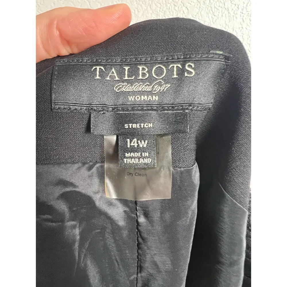 Talbots Classic Wide Leg Black Stretch Wool Blend Trouser Pants Size 14 Wide - Image 8