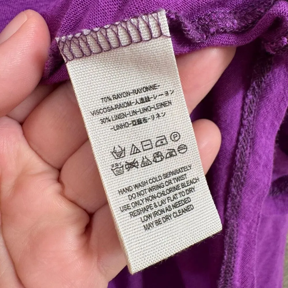 Free People We The Free Purple Rayon Linen Blend Cold Shoulder T Shirt Large - Image 7