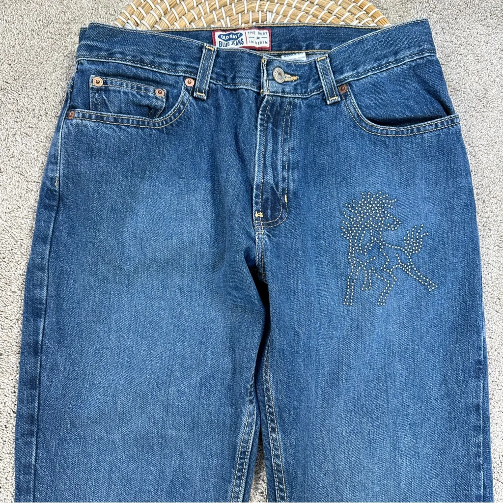 Old Navy Women’s Vintage Y2K Boot Cut Jeans Mid Rise Pony Bedazzled Size 10 - Image 4