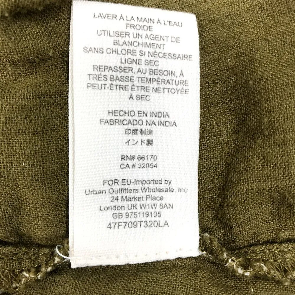 FREE  PEOPLE Blouse-Tunic Women M Olive All Who Wander Stripe Boho Cottage Chick - Image 14