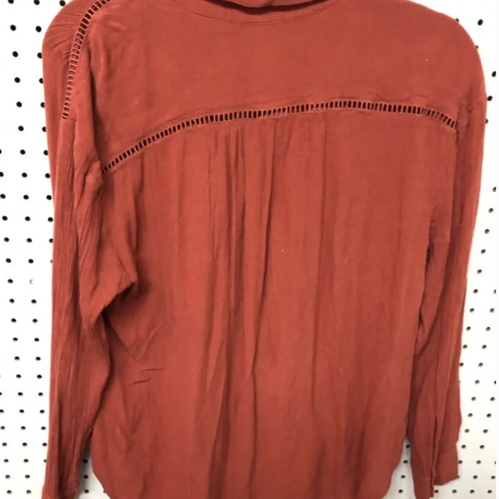 Terracotta Burnt Orange Button Down Blouse - Boho Like New Small - Image 5