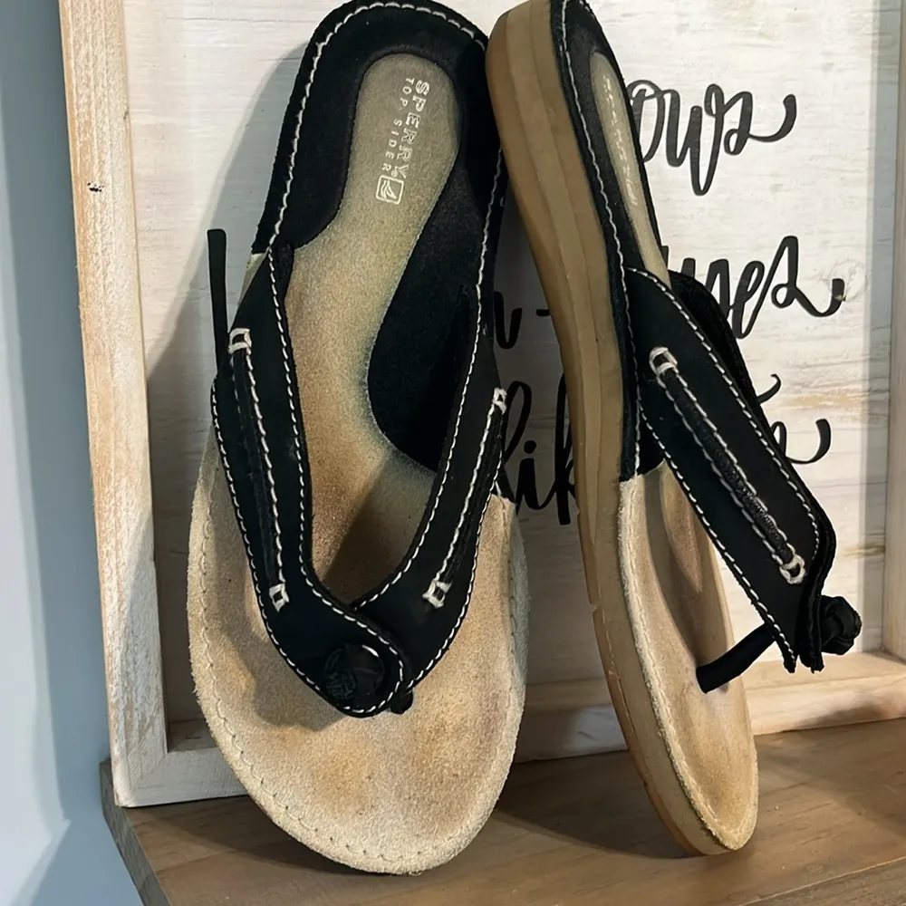 Sperry Black Leather Sandals - Image 6