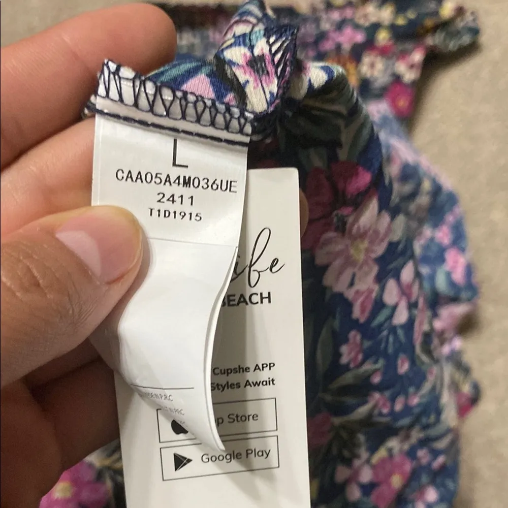 Cupshe Dark Floral Highneck Smocked Top Sleeveless Midi Dress Size L - Image 4