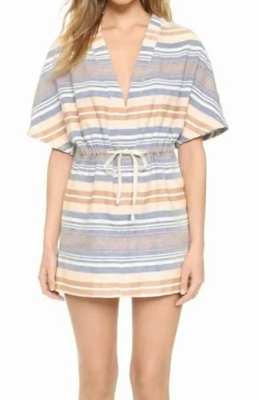 Solid & Striped Medium Chambray Striped Tunic Kimono Beach Swimsuit Cover Up - Image 1