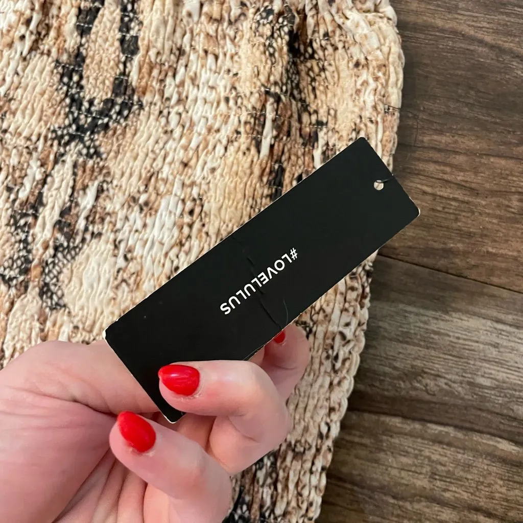 Lulu's Cream & Black Snake Print Smocked Skirt - Image 4