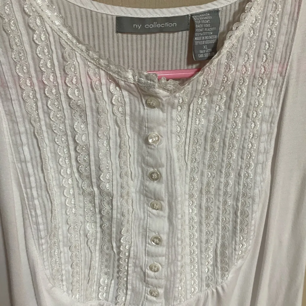 NY Collection White Cap Sleeve Blouse - Image 4