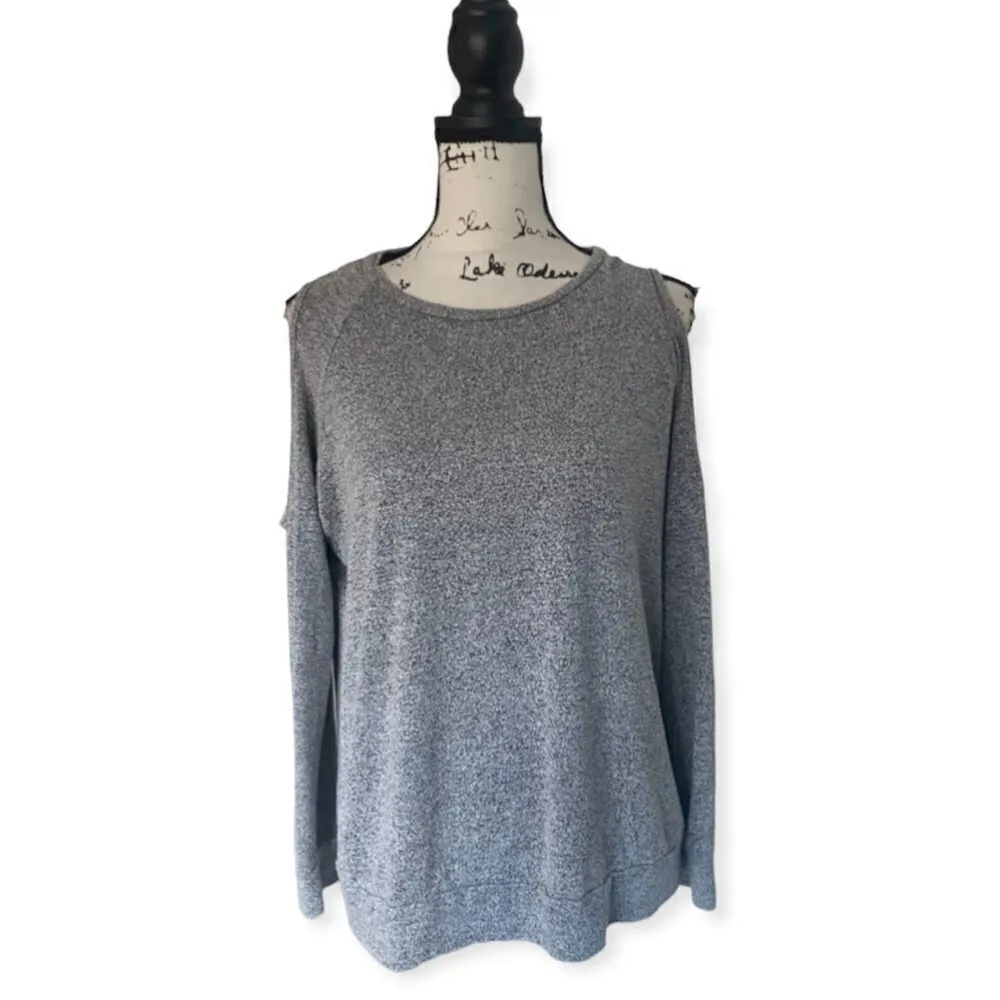Design Lab Lord & Taylor SZ L grey cold shoulder pullover sweater Gray Size L - Image 2