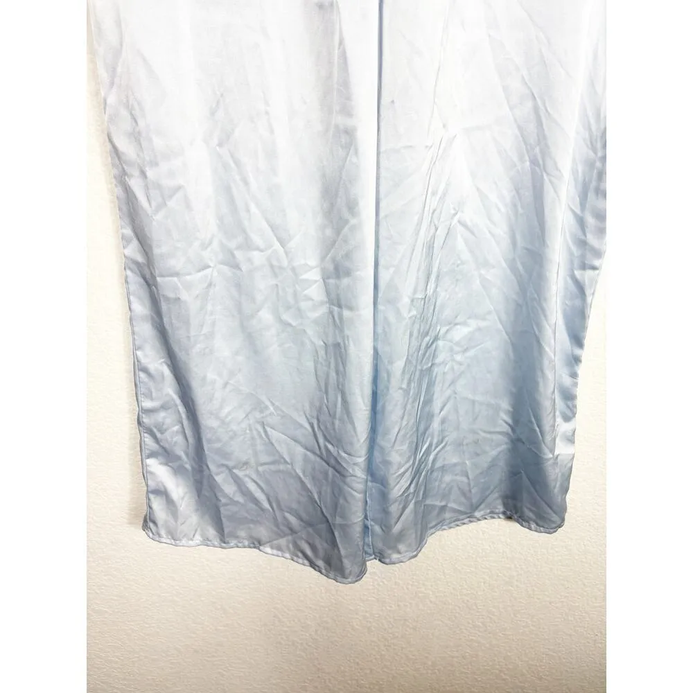 Urban Renewal Remnants Satin Puddle Pants Medium Baby Blue Stretch Wide Leg - Image 10
