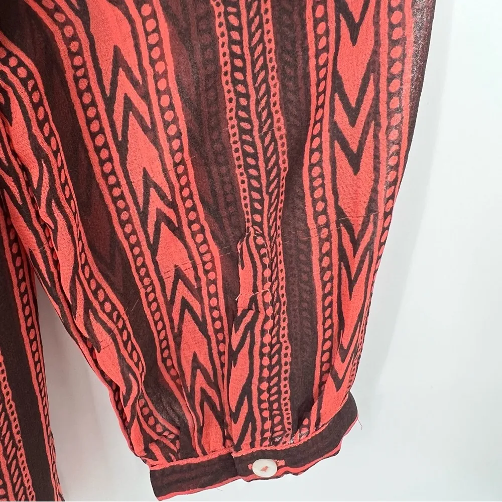 Free People Feather in The Wind semi sheer burnt orange beaded long sleeve top - Image 9