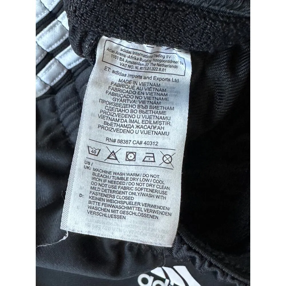 AdidasTrack Pants Size Medium/Large Slim Fit Black White Classic stripe Workout - Image 4