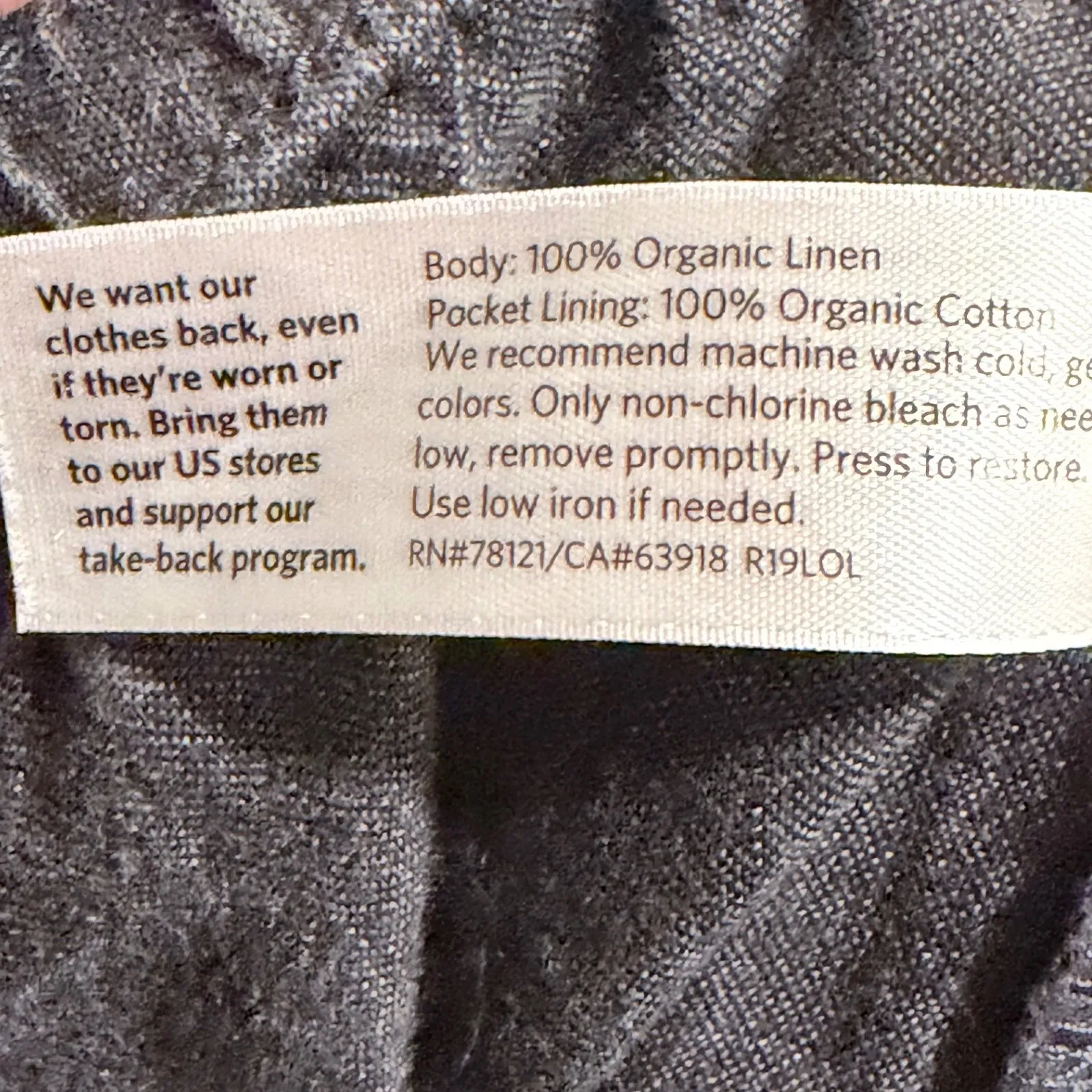 EILEEN FISHER Organic Linen Cropped Pants Elastic Waist Pull On Comfy Womens XL - Image 4