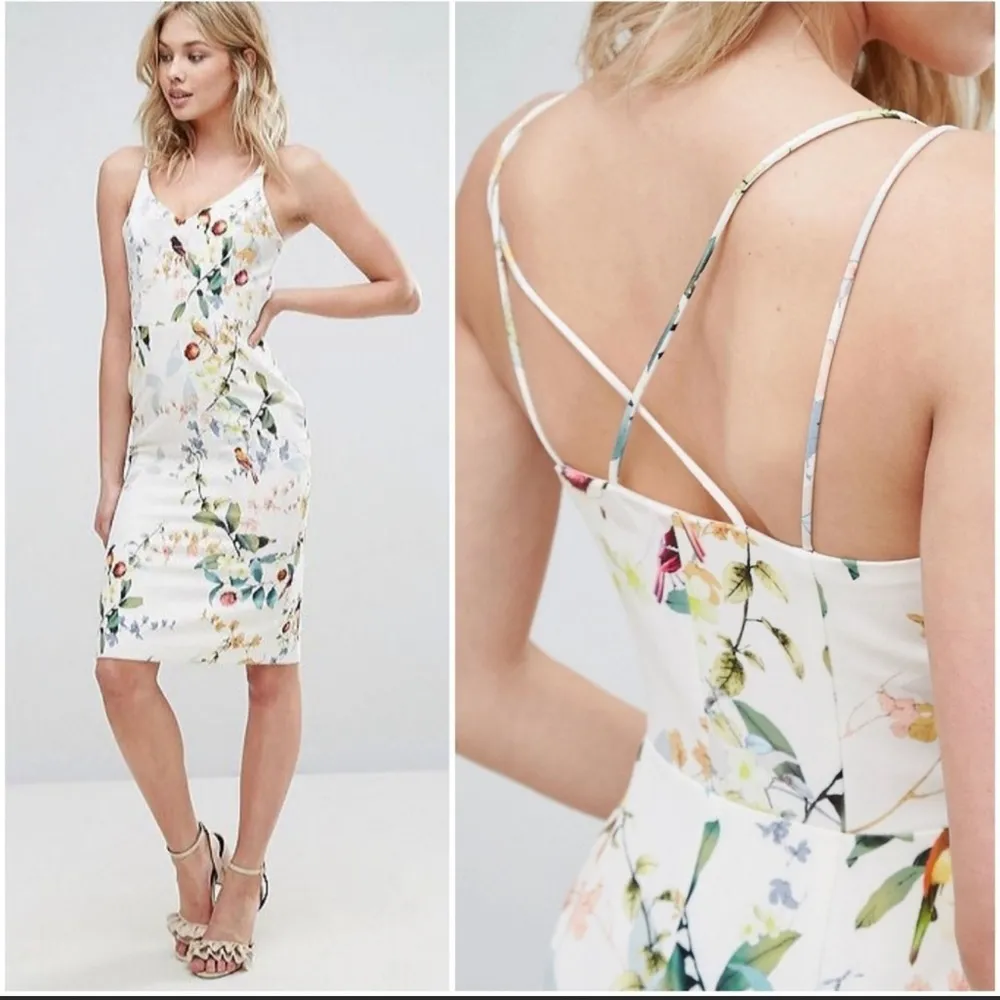 OASIS | Cream Floral Strappy Midi Dress Sz 12 - Image 2