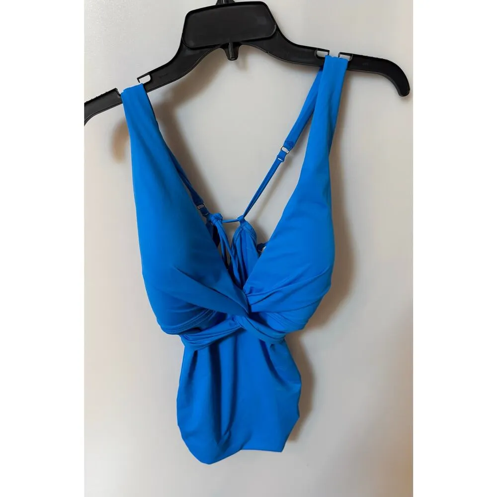 La Blanca Island Goddess Twist Swim Tankini Top  - size 14- Capri Blue (NEW - Image 3