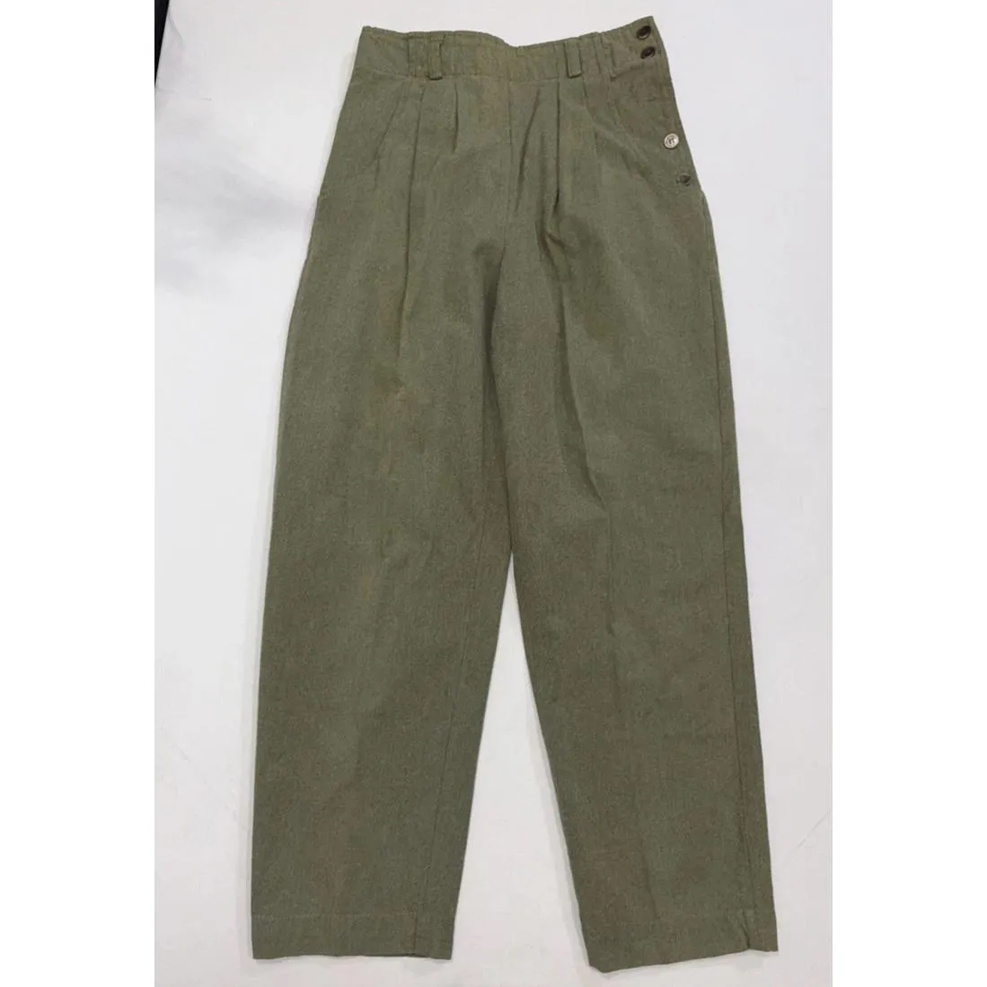Vintage Esprit 90s Mom High Rise Y2K Pleated Linen Blend Olive Trousers Size 7/8 - Image 4