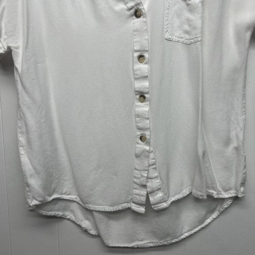 Sim & Sam White Button Front Short Sleeve Women's Shirt Size Medium Capsule - Image 4