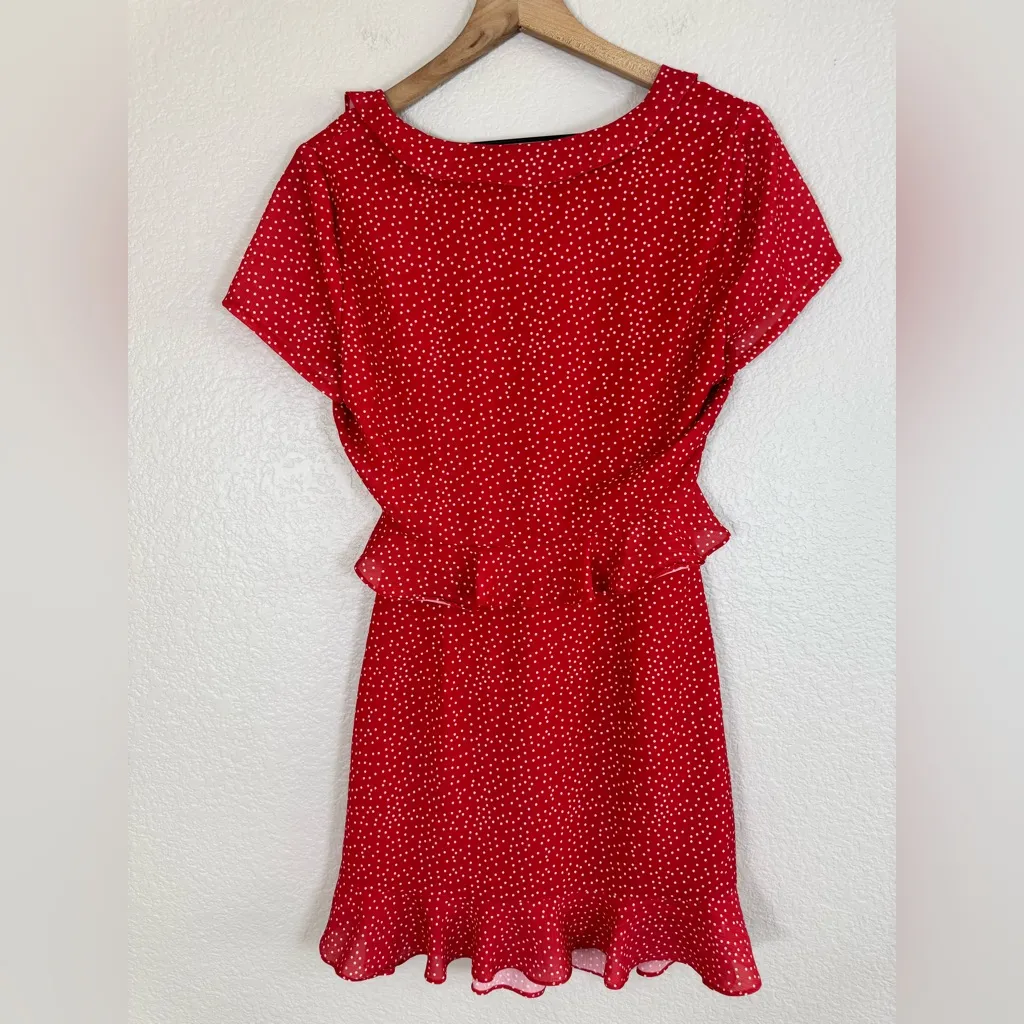 Superdown Revolve Mercy Red Polka Dot Cutout Mini Ruffle Dress size Medium $74 - Image 9