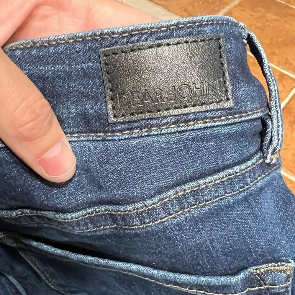 Dear John Rosie Flare Jeans – Size 27 – Dark Wash Fringe Hem – 34” Inseam - Image 12