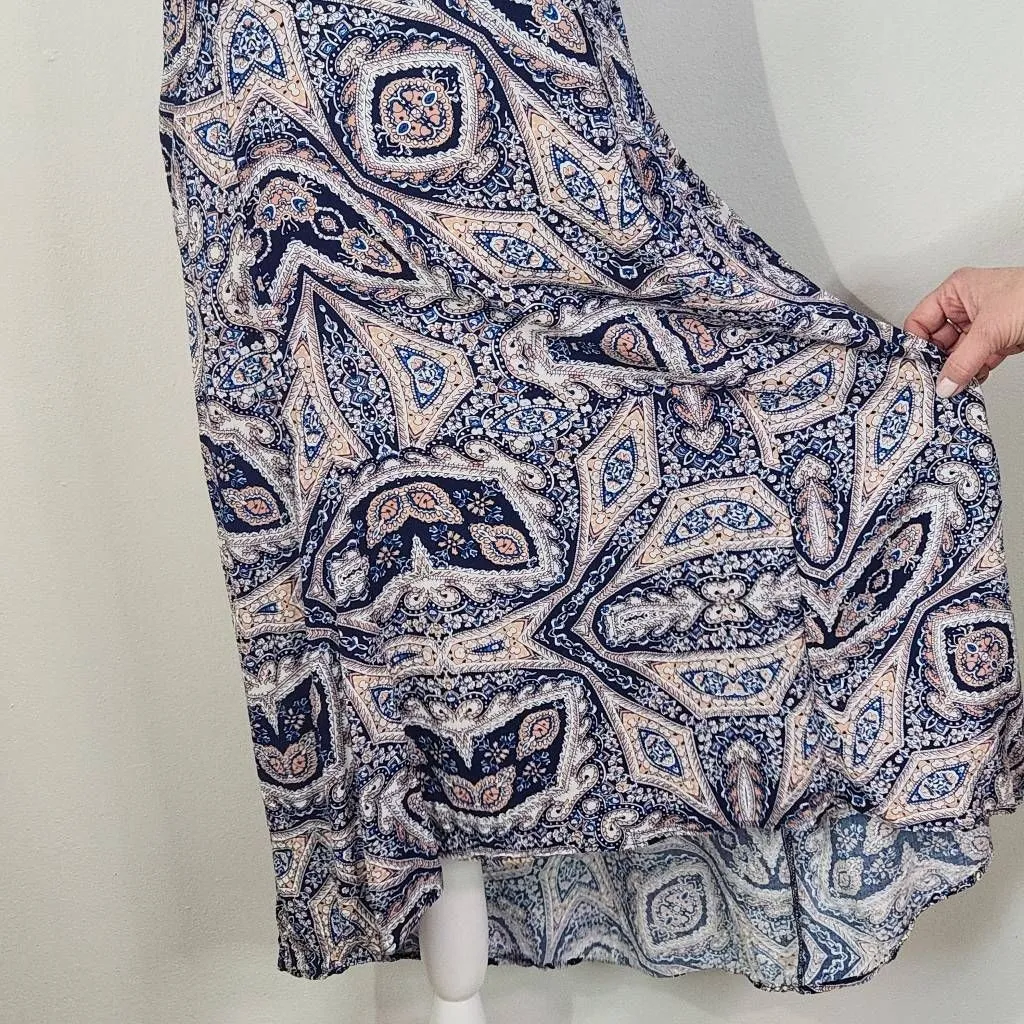 Toxik3 Navy and Pink Boho Midi Sundress Size Large Blue and Blush Y2K Midi Dress - Image 4