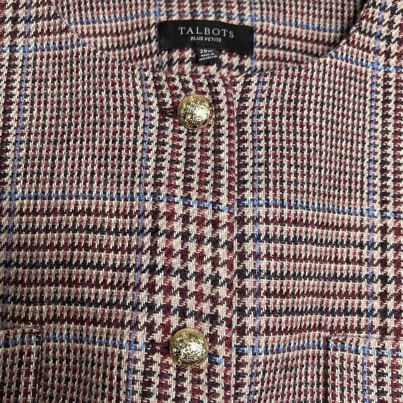 TALBOTS Shetland Crop Jacket Petite Plus Size 20WP Autumn Plaid Classic Preppy - Image 4