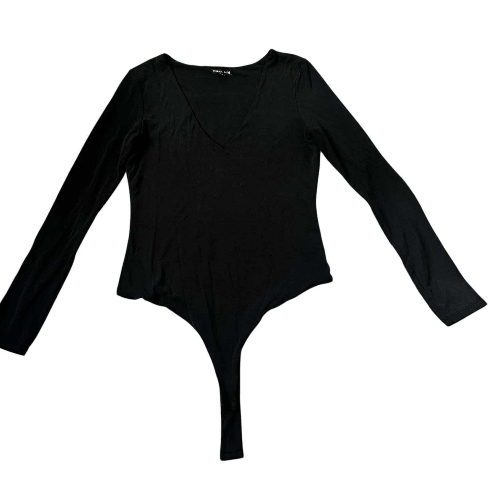 Gianni Bini Black Deep V-neck Bodysuit Women's Top Size Medium | 45-47-3 - Image 3