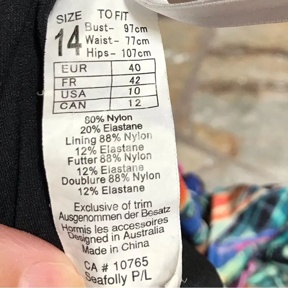 Seafolly Tropical Print One Piece Halter Swimsuit Toucans palm beachy  US 10 - Image 7