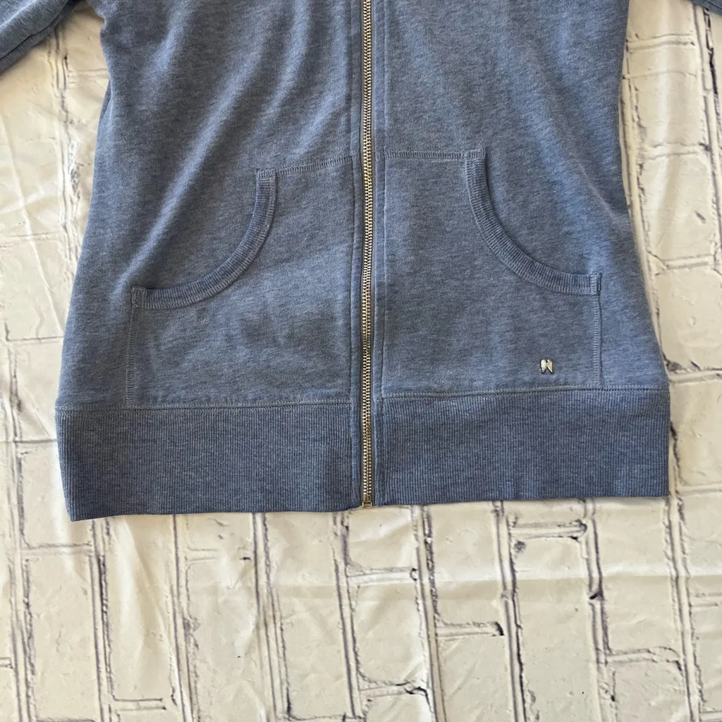 Vintage Victoria’s Secret Full-Zip Hoodie S Petite Y2K Angel Graphic Navy Blue - Image 3