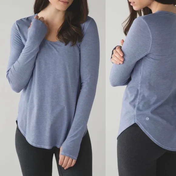 Lululemon Yogini 5 Year Long Sleeve Wee Stripe Cool Breeze‎ Grayve - Image 2