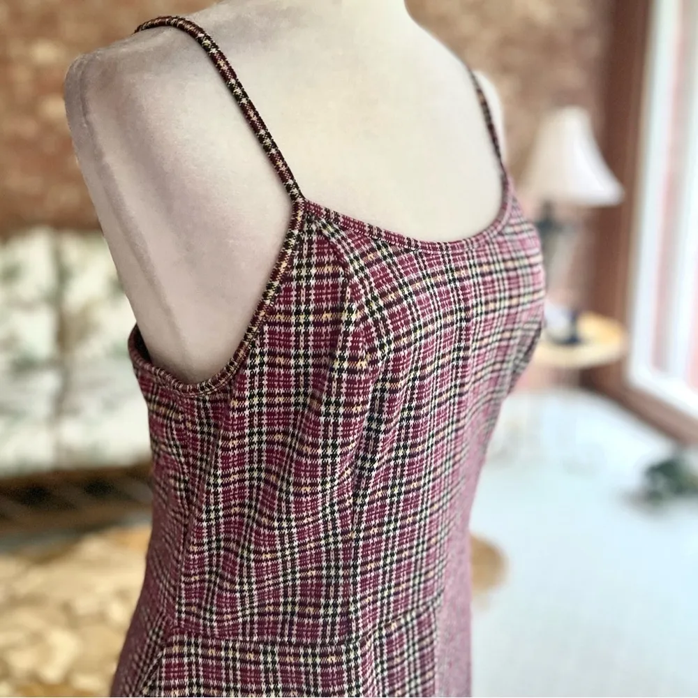 Wild Fable Jumpsuit Cropped Purple Plaid Tweed Knit Sleeveless L (jrs) Preppy - Image 10