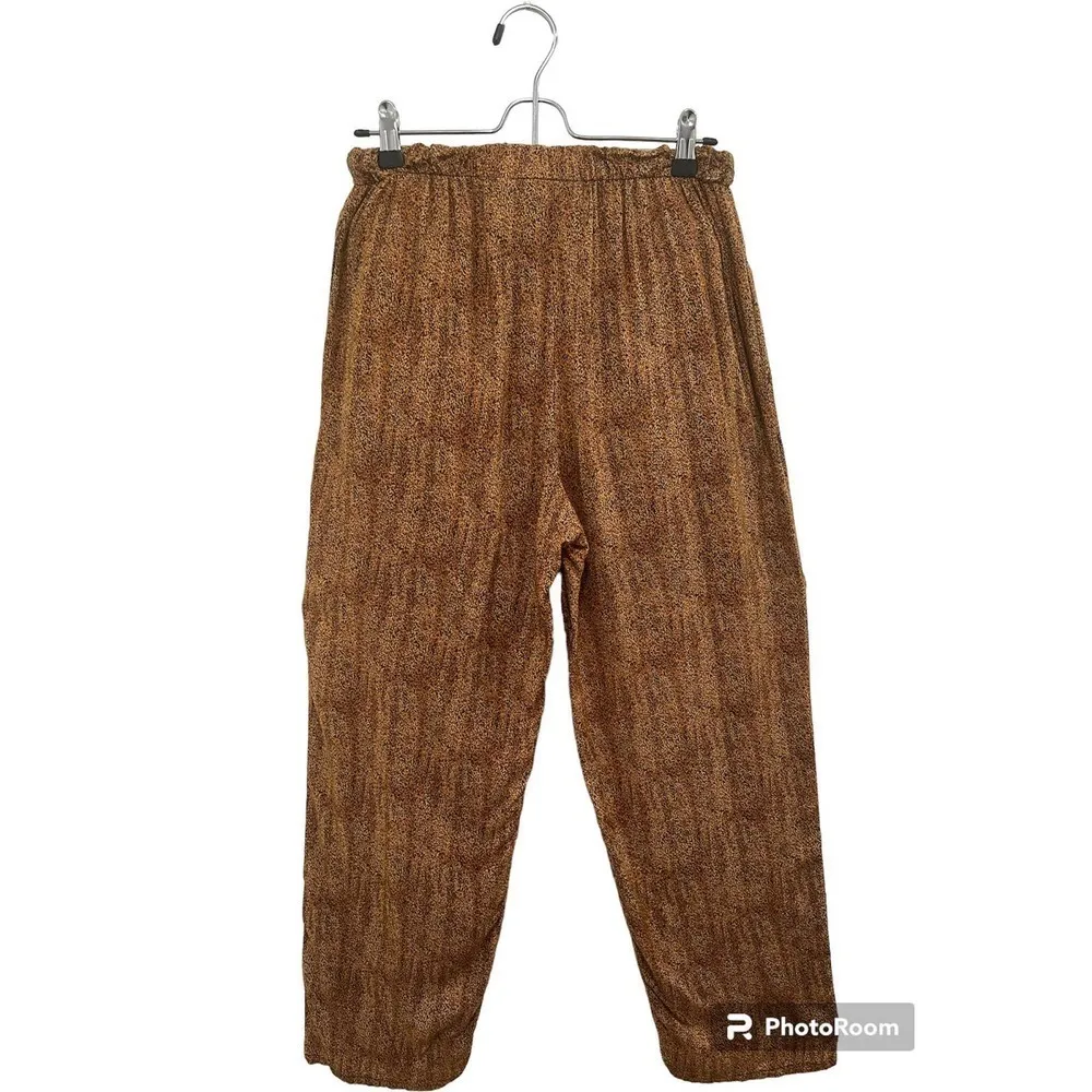 Vintage California Krush Boho Hippie 100% Rayon Pants M animal Print Tan Size M - Image 3