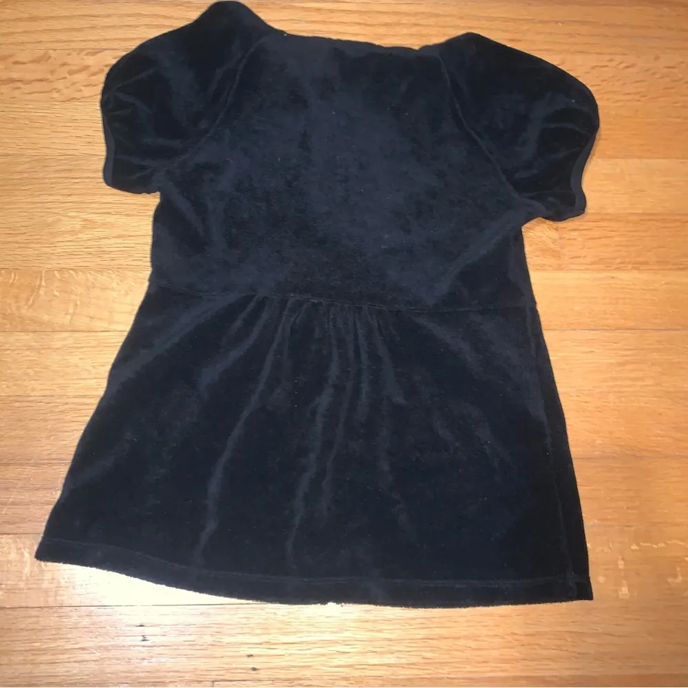 Juicy Couture Pam Gela Terry Cloth Short Sleeve Hoodie Black Women’s Petite - Image 8