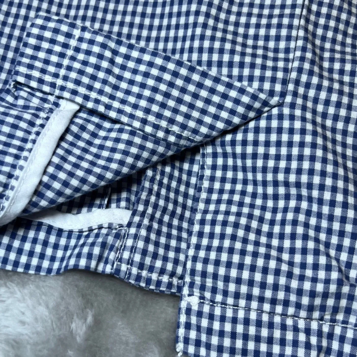 J Crew Lightweight Blazer Womens 6 Blue White Gingham 2 Button Jacket Classic - Image 8