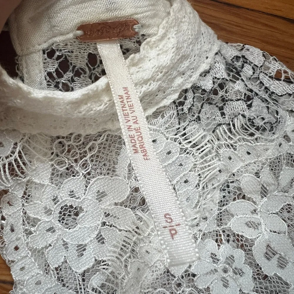 Free People New Tell Tale Lace Tunic Dress in Ivory Size S - Image 8