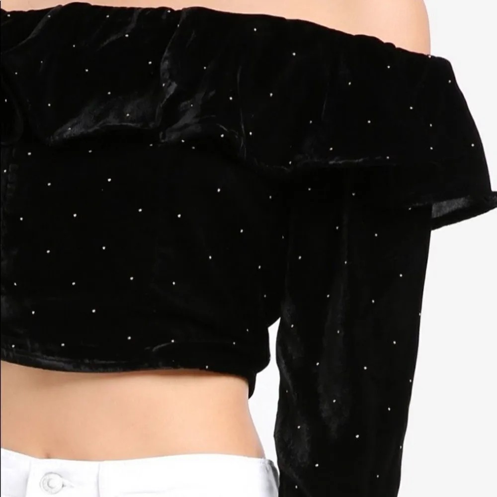 NWT Topshop Velvet Shirt Cocktail Party Event Evening‎ medium off shoulder - Image 3