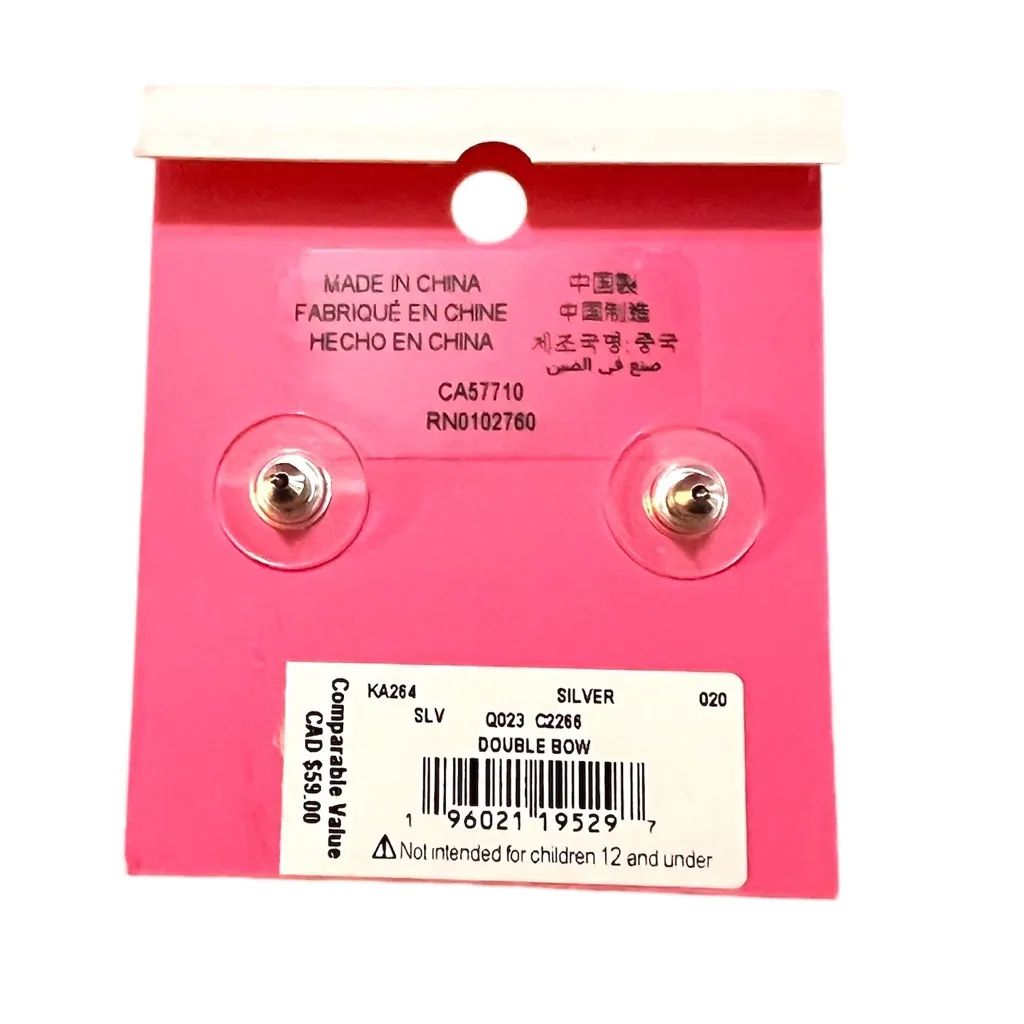 Kate Spade NWT  Double Bow silver tone Stud Earrings - Image 2