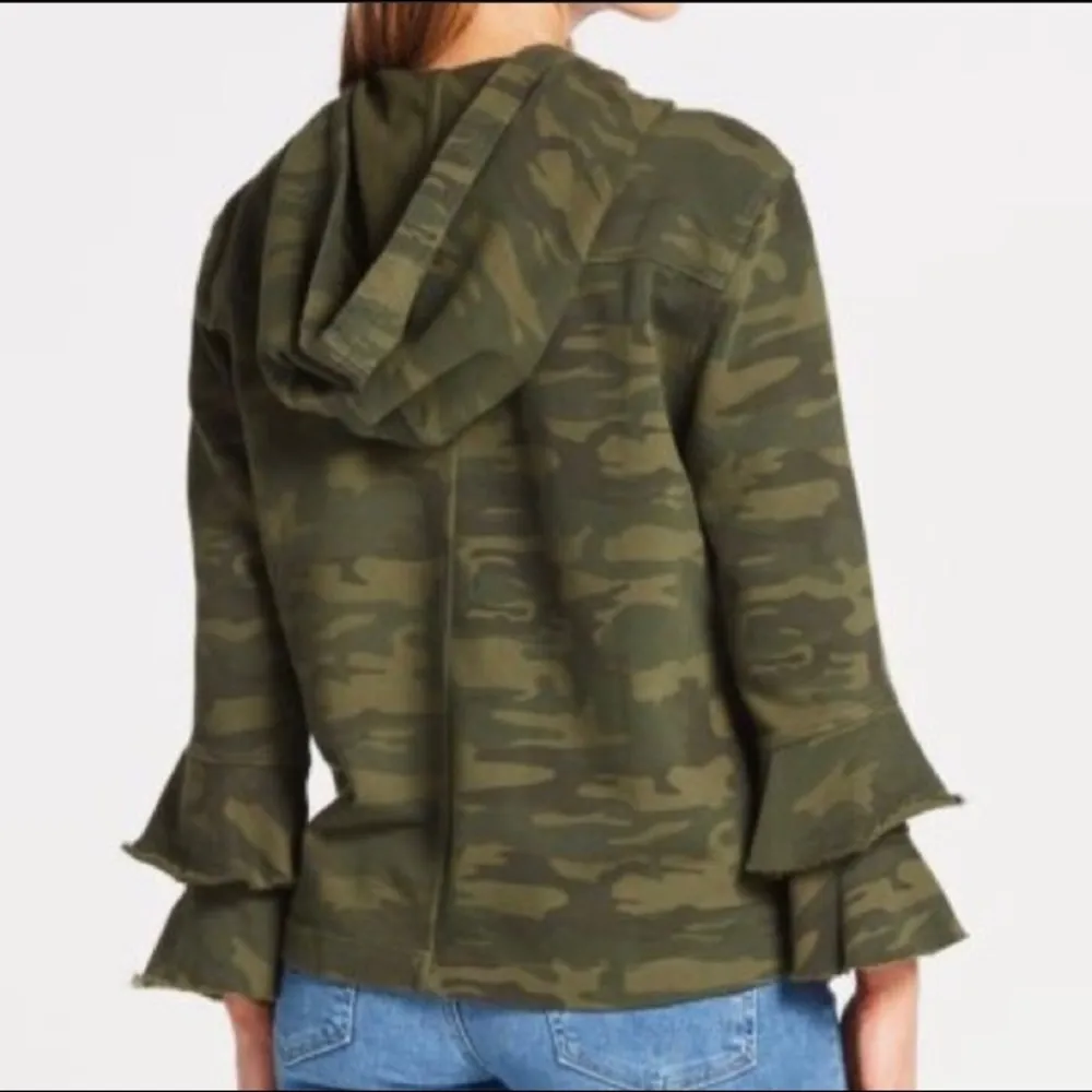 Sanctuary Camouflage Ruffle Sleeve Hoodie Jacket - Image 2