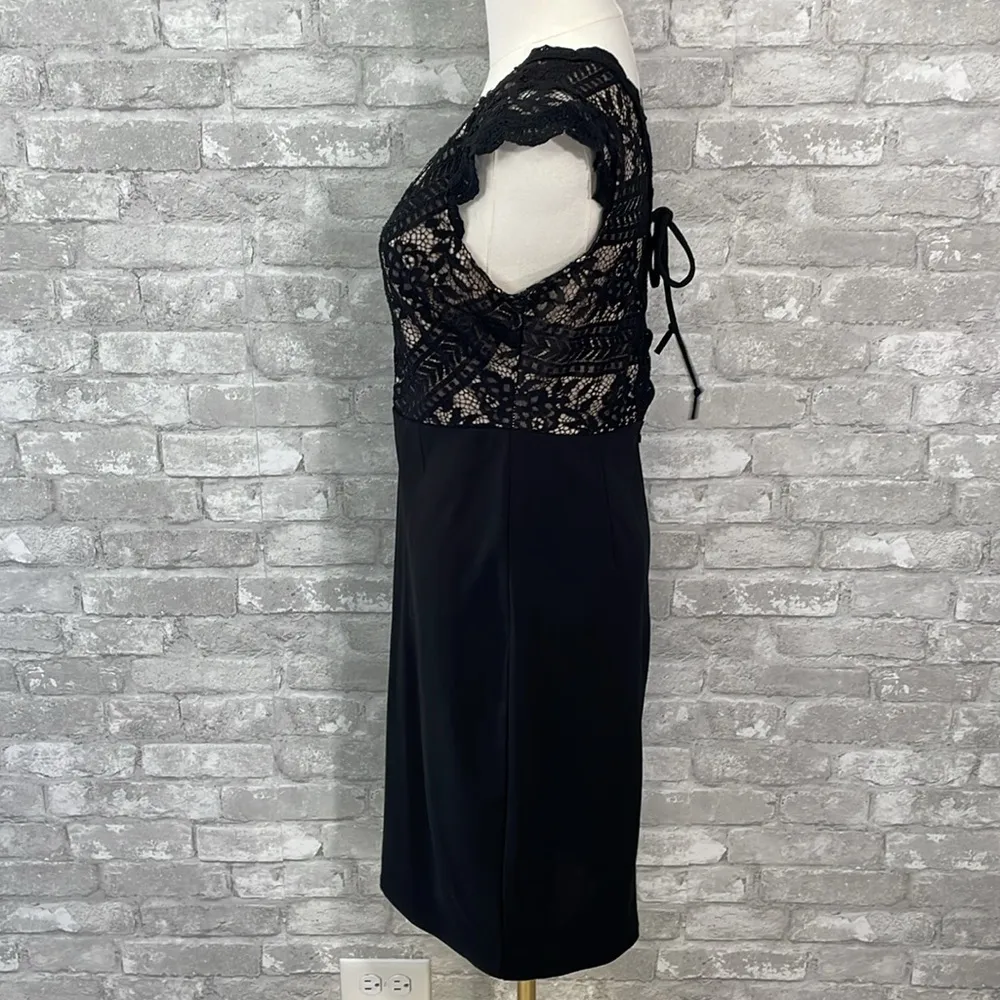 Haute Monde Black Lace Mini Dress - Image 3