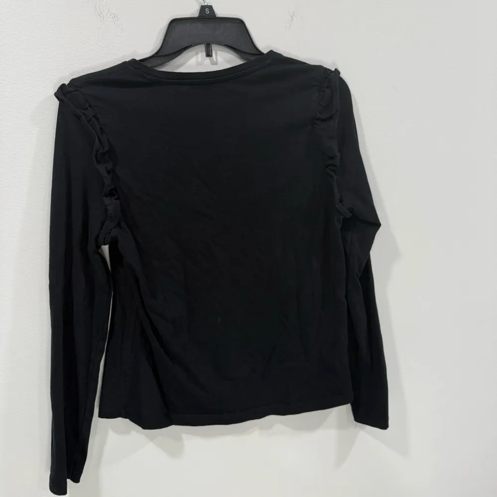 Mango Black Long Sleeve Top Size Medium EUC - Image 7