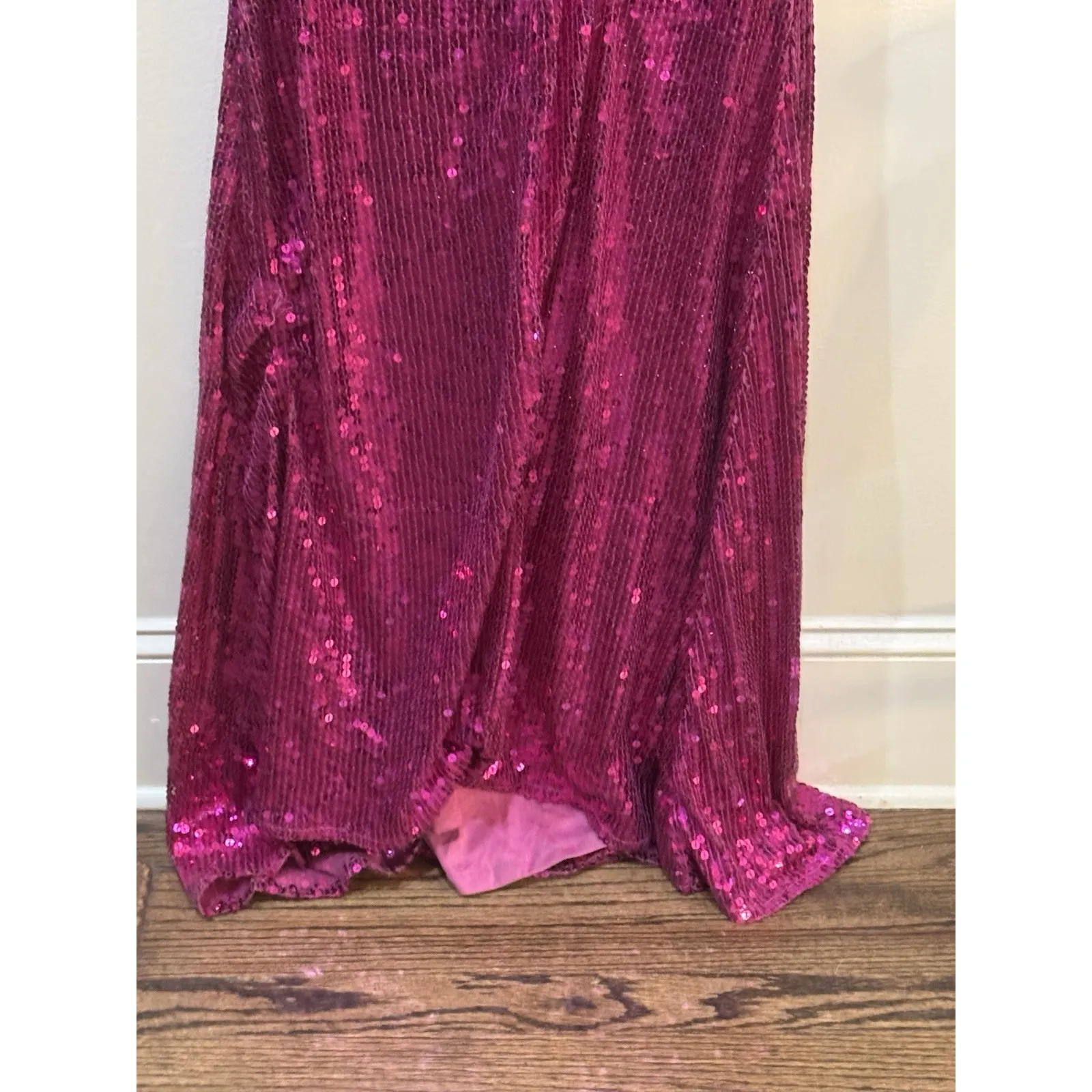 New MAC DUGGAL Pink Long‎ Sleeve Sequined Evening Gown Dress 10891 Size 4 - Image 5