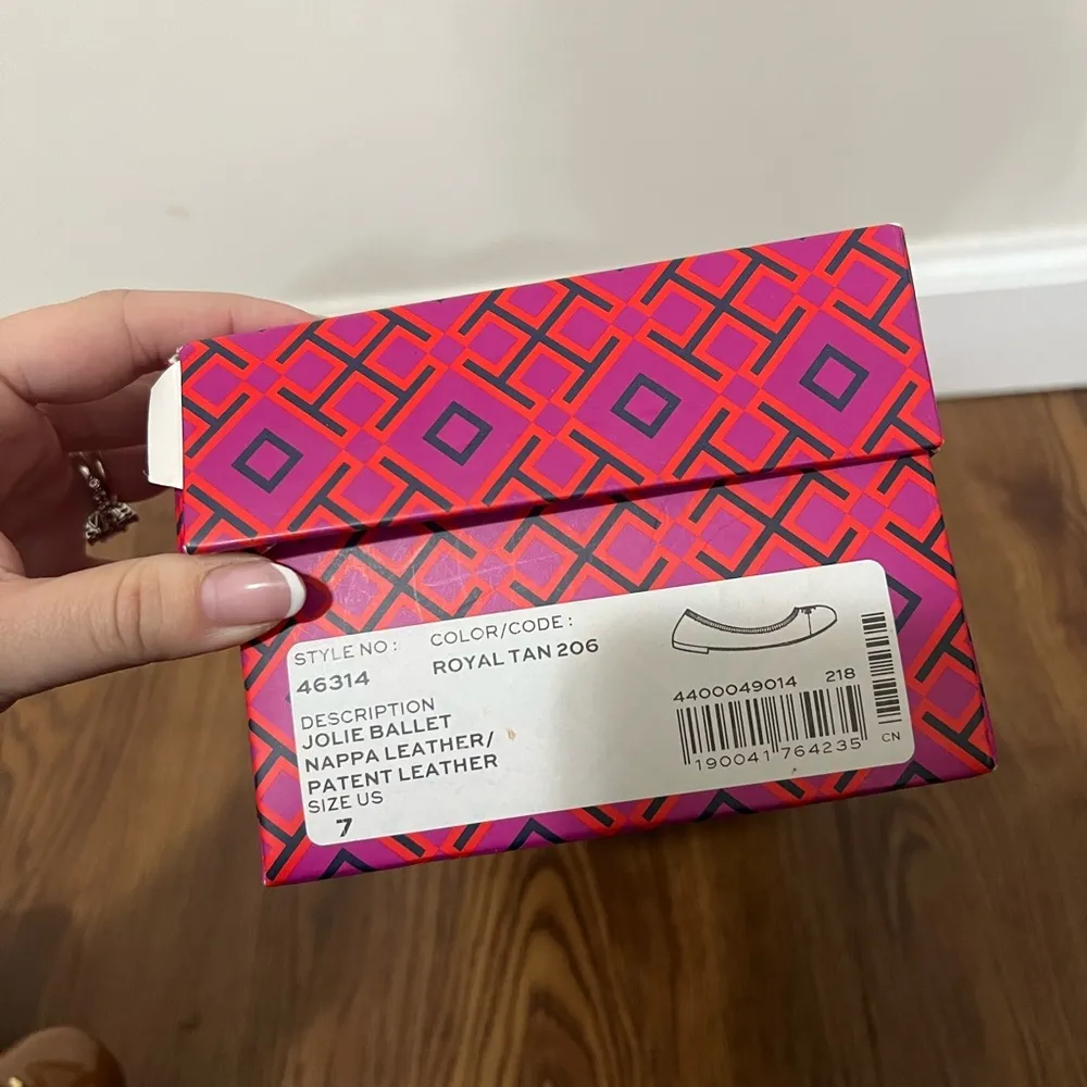 Tory Burch Royal Tan Nappa Leather Jolie Ballet Flat Size 7 US - Image 10