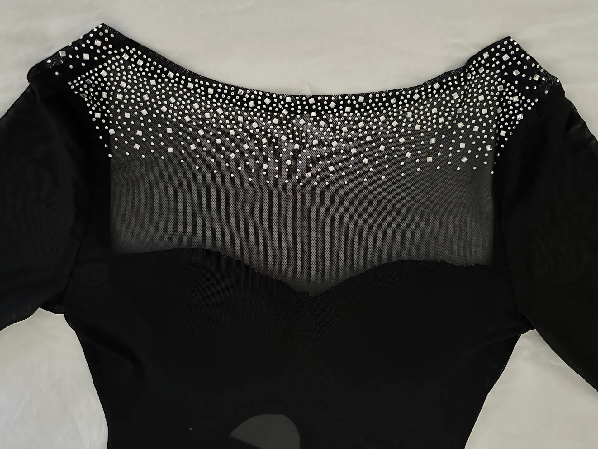 Sexy Sheer Rhinestones Long Sleeve Clubwear Party Evening Cocktail Dress XXL Black - Image 8